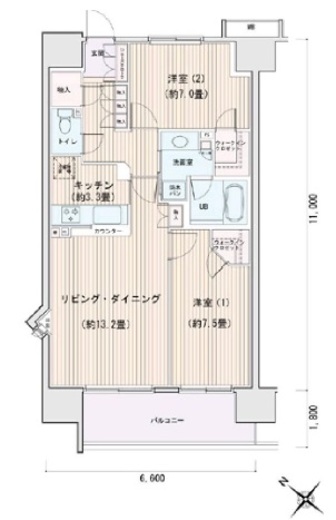 エスティメゾン豊洲レジデンス A1114 間取り図