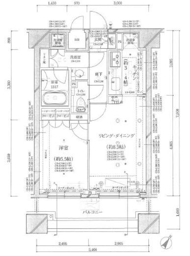 グラーサ白金高輪 7階 間取り図