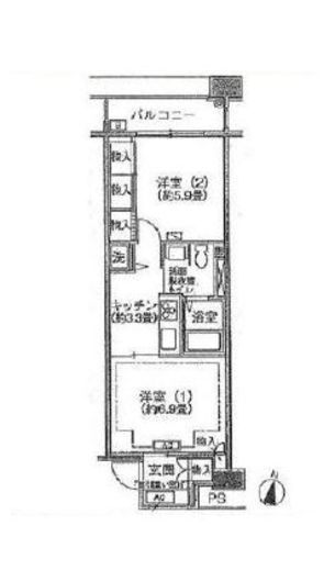 シティコート目黒 3-502 間取り図