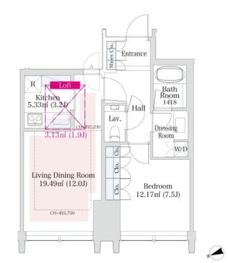ラ・トゥール新宿グランド 2802 間取り図