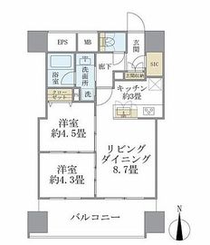 エミリブ東長崎 403 間取り図