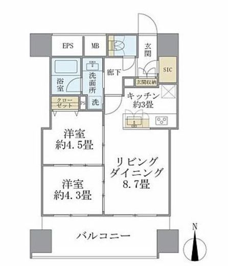 エミリブ東長崎 803 間取り図