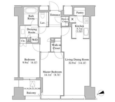 シティタワー高輪 2304 間取り図