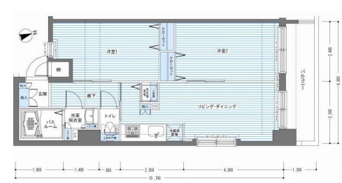 レジディア銀座東 1307 間取り図