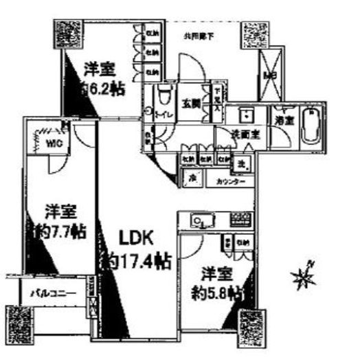 大崎ウエストシティタワーズ イースト 35階 間取り図