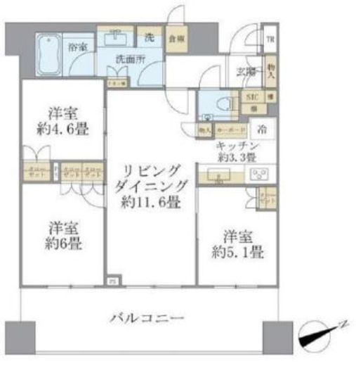 ブリリアタワーズ目黒 6階 間取り図