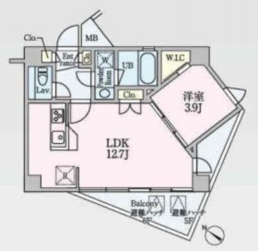 エリアエム 6C 間取り図