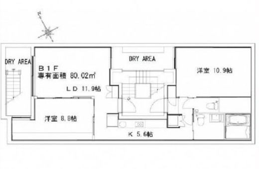 88.JINGUMAE B1F1 間取り図