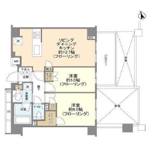 オープンレジデンシア東中野パークサイド 2階 間取り図