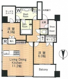 パークタワー錦糸町 6階 間取り図