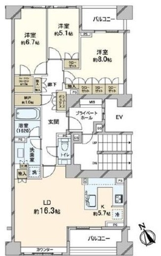 ザ・パークハウスグラン南青山高樹町 4階 間取り図