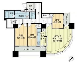 東京ツインパークス ライトウィング 37階 間取り図