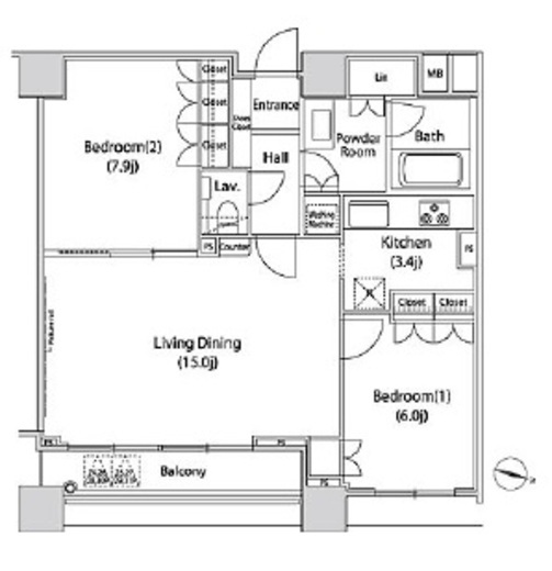 ファーストリアルタワー新宿 2702 間取り図