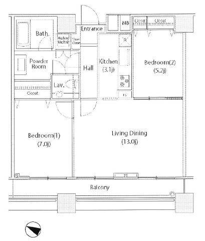 ファーストリアルタワー新宿 2905 間取り図