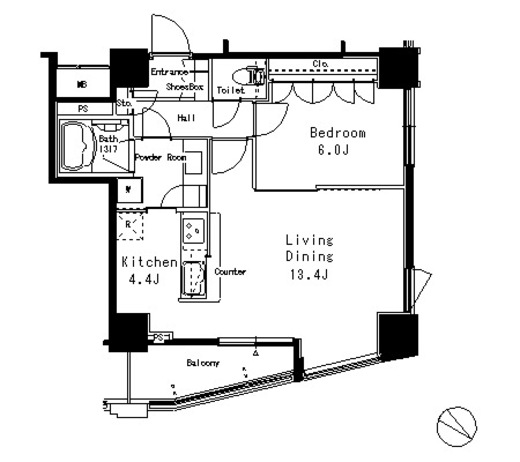 MFPR目黒タワー 1307 間取り図