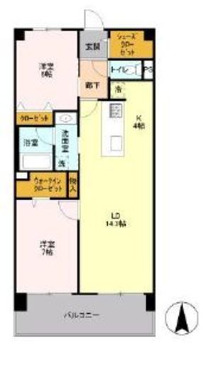 ロイヤルパークス梅島 412 間取り図