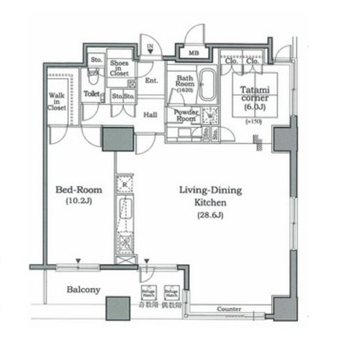 ホライズンプレイス赤坂 1503 間取り図