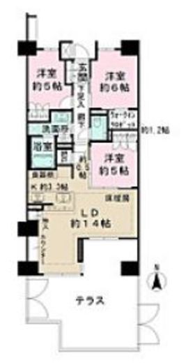 ザ・パークハウス山吹神楽坂 1階 間取り図