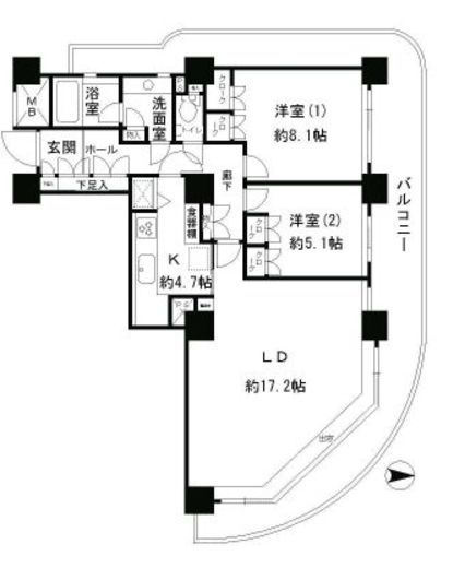 リバーポイントタワー 1901 間取り図