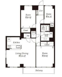 広尾マンション 3階 間取り図