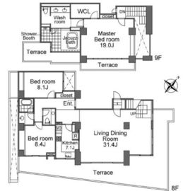 ウォーク赤坂 801 間取り図