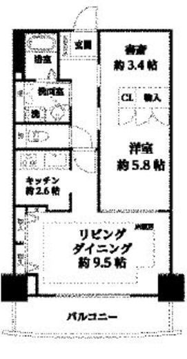 河田町ガーデン 1-305 間取り図