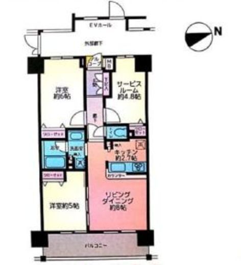 クレストフォルム浅草ブライトコート 8階 間取り図
