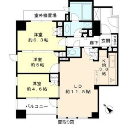 ブリリア武蔵小山id 6階 間取り図