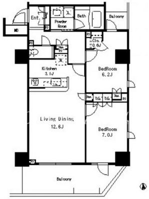 プライムアーバン新宿夏目坂タワーレジデンス 2402 間取り図