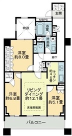 御殿山ハウス 3階 間取り図