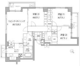 市谷砂土原町パークハウス 4階 間取り図