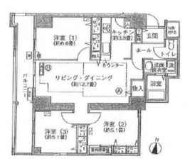 シティコート目黒 2-412 間取り図