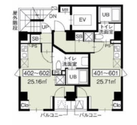 プラティーク月島 502 間取り図