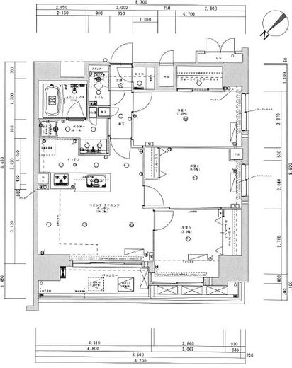 ライトテラス蔵前 1204 間取り図