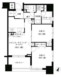 パークキューブ市ヶ谷 1302 間取り図
