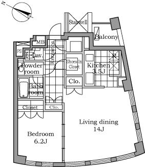 レジディアタワー乃木坂 1203 間取り図