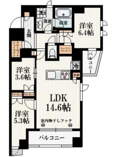 アトラス四谷本塩町 4階 間取り図