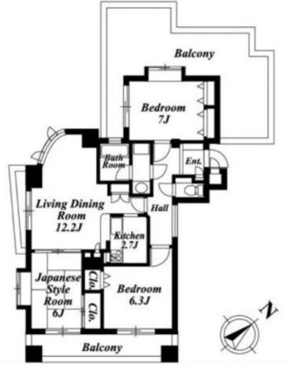 ライオンズマンション広尾南 5階 間取り図