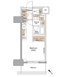 ザ・パークハビオ月島フロント 208 間取り図