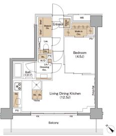 ザ・パークハビオ月島フロント 302 間取り図