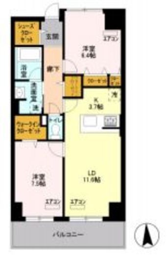 ロイヤルパークスシーサー 804 間取り図