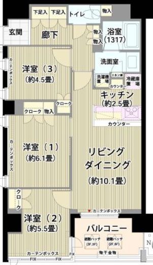 ガーデニエール砧レジデンス 521 間取り図