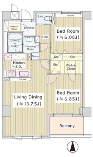 プラムコート東中野 103 間取り図