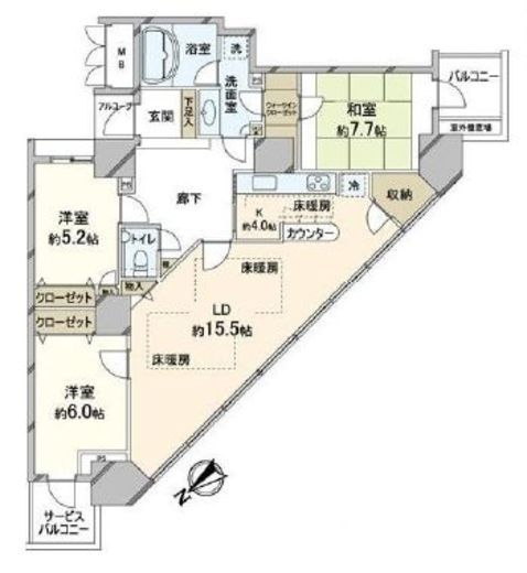 アップルタワー東京キャナルコート 35階 間取り図