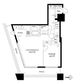 コンシェリア西新宿タワーズウエスト 8階 間取り図