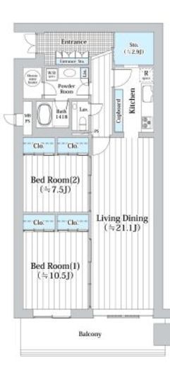 西新橋アルファレジデンス 1404 間取り図