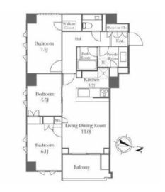 ザ・パークハウス麻布外苑西通り 7階 間取り図