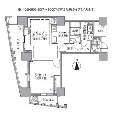 アクティ汐留 406 間取り図