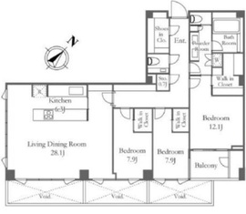 プラウド六本木 1階 間取り図