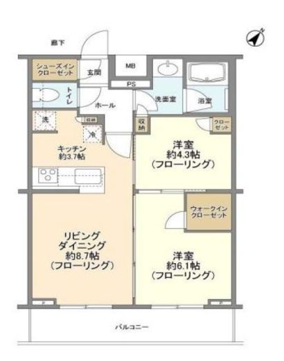クオリア新宿余丁町 3階 間取り図
